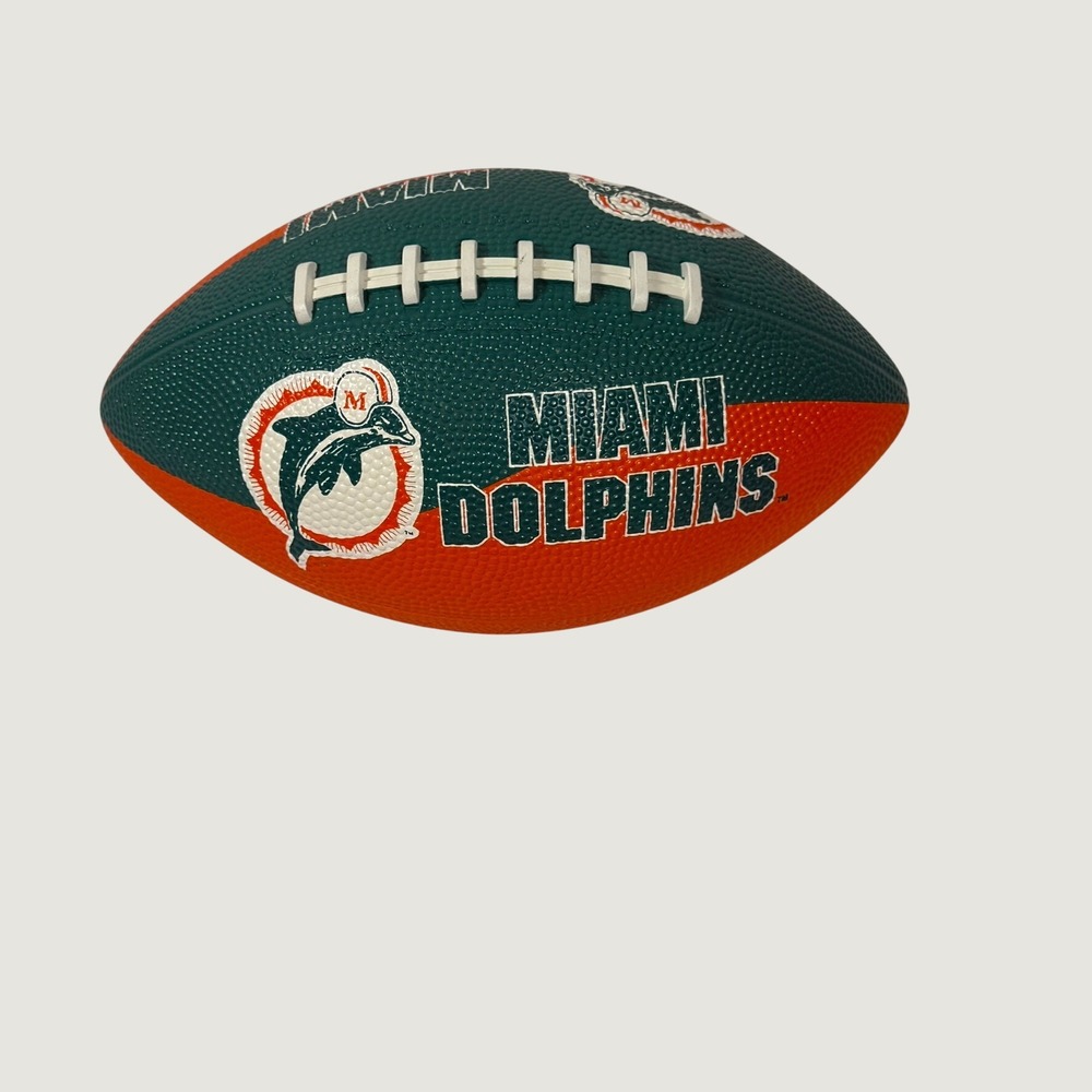 Vintage Hutch Miami Dolphins Mini Football Castrol Promo Teal Orange 9 Inch